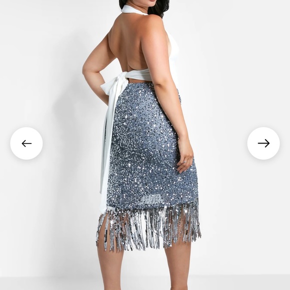 Glimmer Sequin Fringe Midi Bodycon Skirt size 2X 18/20 - Picture 10 of 10
